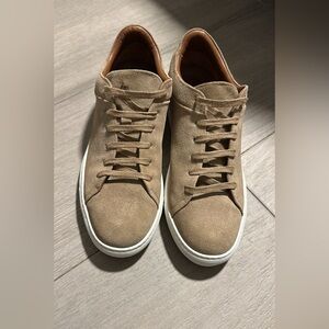 Aquatalia Alaric Tan Nude Suede Sneakers shoes 9.5 used 1 time
